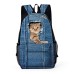 Women's Backpack School Bag Bookbag 3D Print Commuter Backpack School Daily Cat Polyester Large Capacity Lightweight Durable Zipper Print Navy Blue Blue Sky Blue