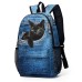 Women's Backpack School Bag Bookbag 3D Print Commuter Backpack School Daily Cat Polyester Large Capacity Lightweight Durable Zipper Print Navy Blue Blue Sky Blue