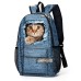 Women's Backpack School Bag Bookbag 3D Print Commuter Backpack School Daily Cat Polyester Large Capacity Lightweight Durable Zipper Print Navy Blue Blue Sky Blue