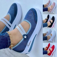 Women's Sneakers Loafers Plus Size Platform Loafers Outdoor Daily Solid Color Summer Wedge Heel Round Toe Casual Comfort Minimalism Tissage Volant Loafer Black White Pink