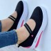 Women's Sneakers Loafers Plus Size Platform Loafers Outdoor Daily Solid Color Summer Wedge Heel Round Toe Casual Comfort Minimalism Tissage Volant Loafer Black White Pink