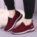 Women's Sneakers Slip-Ons Comfort Shoes Outdoor Solid Color Fleece Lined Summer Flat Heel Round Toe Fashion Sporty Plush Walking Tissage Volant Elastic Band Wine Purple