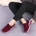 Women's Sneakers Slip-Ons Comfort Shoes Outdoor Solid Color Fleece Lined Summer Flat Heel Round Toe Fashion Sporty Plush Walking Tissage Volant Elastic Band Wine Purple