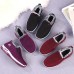 Women's Sneakers Slip-Ons Comfort Shoes Outdoor Solid Color Fleece Lined Summer Flat Heel Round Toe Fashion Sporty Plush Walking Tissage Volant Elastic Band Wine Purple