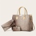 Women's Handbag Bag Set Shoulder Bag PU Leather Office Holiday Zipper Large Capacity Waterproof Durable Solid Color Light Brown Black Beige