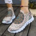 Women's Ethnic Graphic Print Comfortable and Lightweight Slip-On Flyknit Sneakers