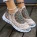 Women's Ethnic Graphic Print Comfortable and Lightweight Slip-On Flyknit Sneakers