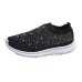 Women's Sneakers Slip-Ons Bling Bling Shoes Plus Size Flyknit Shoes Outdoor Daily Solid Color Rhinestone Flat Heel Round Toe Sporty Casual Running Glitter Loafer Almond Black White