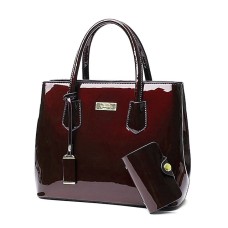 Women's Handbag Bag Set Key Bag Handbag PU Leather 2 Pieces Office Daily Date Waterproof Solid Color Wine Black Blue