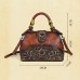 Women's Handbag Crossbody Bag Shoulder Bag Boston Bag PU Leather Party Daily Holiday Embossed Large Capacity Lightweight Durable Color Block Flower Folk dark brown claret ArmyGreen