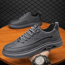 Men's Sneakers Sporty Look Crib Shoes Skate Shoes Walking Sporty Classic Casual Outdoor Athletic Faux Leather Lace-up Black Gray Spring Fall