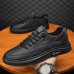 Men's Sneakers Sporty Look Crib Shoes Skate Shoes Walking Sporty Classic Casual Outdoor Athletic Faux Leather Lace-up Black Gray Spring Fall