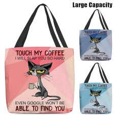 Women's Tote Shoulder Bag Canvas Tote Bag Polyester Shopping Daily Holiday Print Large Capacity Foldable Lightweight Cat Letter Pink Blue Green