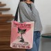 Women's Tote Shoulder Bag Canvas Tote Bag Polyester Shopping Daily Holiday Print Large Capacity Foldable Lightweight Cat Letter Pink Blue Green