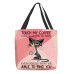 Women's Tote Shoulder Bag Canvas Tote Bag Polyester Shopping Daily Holiday Print Large Capacity Foldable Lightweight Cat Letter Pink Blue Green