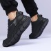 Men's Sneakers Plus Size Flyknit Shoes Walking Casual Daily Leather Comfortable Booties / Ankle Boots Loafer Black White Gray Spring Fall