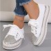 Women's Sneakers Flats Bling Bling Shoes Plus Size Platform Sneakers Party Outdoor Daily Solid Color Summer Rhinestone Flat Heel Round Toe Fashion Casual Minimalism PU Lace-up White Silver