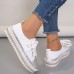 Women's Sneakers Flats Bling Bling Shoes Plus Size Platform Sneakers Party Outdoor Daily Solid Color Summer Rhinestone Flat Heel Round Toe Fashion Casual Minimalism PU Lace-up White Silver