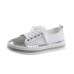 Women's Sneakers Flats Bling Bling Shoes Plus Size Platform Sneakers Party Outdoor Daily Solid Color Summer Rhinestone Flat Heel Round Toe Fashion Casual Minimalism PU Lace-up White Silver