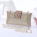 Women's Evening Bag Polyester Wedding Party Crystals Chain Solid Color Silver Black Champagne