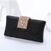 Women's Evening Bag Polyester Wedding Party Crystals Chain Solid Color Silver Black Champagne