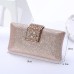 Women's Evening Bag Polyester Wedding Party Crystals Chain Solid Color Silver Black Champagne