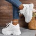 Women's Sneakers Platform Sneakers Outdoor Solid Color Summer Flat Heel Round Toe Fashion Sporty Casual Walking Mesh PU Lace-up Black White