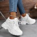 Women's Sneakers Platform Sneakers Outdoor Solid Color Summer Flat Heel Round Toe Fashion Sporty Casual Walking Mesh PU Lace-up Black White