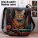 Women's Crossbody Bag Shoulder Bag Fluffy Bag Polyester Shopping Daily Holiday Print Large Capacity Lightweight Durable Cat Yellow Red Blue