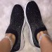 Women's Sneakers Slip-Ons Bling Bling Shoes Plus Size Flyknit Shoes Outdoor Office Work Solid Color Solid Colored Summer Crystal Flat Heel Closed Toe Casual Running Walking Knit Tissage Volant Loafer