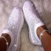 Women's Sneakers Slip-Ons Bling Bling Shoes Plus Size Flyknit Shoes Outdoor Office Work Solid Color Solid Colored Summer Crystal Flat Heel Closed Toe Casual Running Walking Knit Tissage Volant Loafer