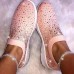 Women's Sneakers Slip-Ons Bling Bling Shoes Plus Size Flyknit Shoes Outdoor Office Work Solid Color Solid Colored Summer Crystal Flat Heel Closed Toe Casual Running Walking Knit Tissage Volant Loafer