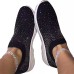 Women's Sneakers Slip-Ons Bling Bling Shoes Plus Size Flyknit Shoes Outdoor Office Work Solid Color Solid Colored Summer Crystal Flat Heel Closed Toe Casual Running Walking Knit Tissage Volant Loafer