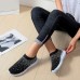 Women's Sneakers Slip-Ons Bling Bling Shoes Plus Size Flyknit Shoes Outdoor Office Work Solid Color Solid Colored Summer Crystal Flat Heel Closed Toe Casual Running Walking Knit Tissage Volant Loafer