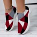 Women's Sneakers Slip-Ons Print Shoes Plus Size Flyknit Shoes Outdoor Daily Geometric Color Block Flat Heel Fashion Casual Tissage Volant Red Royal Blue Blue