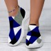 Women's Sneakers Slip-Ons Print Shoes Plus Size Flyknit Shoes Outdoor Daily Geometric Color Block Flat Heel Fashion Casual Tissage Volant Red Royal Blue Blue