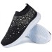 Women's Sneakers Slip-Ons Plus Size Slip-on Sneakers Outdoor Daily Beach Color Block Summer Rhinestone Flat Heel Round Toe Classic Casual Running Walking Tissage Volant Loafer Rainebow Black White