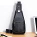 Men's Crossbody Bag Chest Bag Nappa Leather Outdoor Daily Zipper Solid Color Black