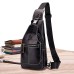 Men's Crossbody Bag Chest Bag Nappa Leather Outdoor Daily Zipper Solid Color Black