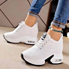 Women's Sneakers Flyknit Shoes Comfort Shoes Daily Indoor Walking Solid Color Summer Sequin Hidden Heel Round Toe Fashion Sporty Casual Elastic Fabric Lace-up Black White