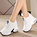 Women's Sneakers Flyknit Shoes Comfort Shoes Daily Indoor Walking Solid Color Summer Sequin Hidden Heel Round Toe Fashion Sporty Casual Elastic Fabric Lace-up Black White