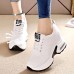 Women's Sneakers Flyknit Shoes Comfort Shoes Daily Indoor Walking Solid Color Summer Sequin Hidden Heel Round Toe Fashion Sporty Casual Elastic Fabric Lace-up Black White