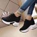 Women's Sneakers Flyknit Shoes Comfort Shoes Daily Indoor Walking Solid Color Summer Sequin Hidden Heel Round Toe Fashion Sporty Casual Elastic Fabric Lace-up Black White