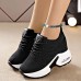 Women's Sneakers Flyknit Shoes Comfort Shoes Daily Indoor Walking Solid Color Summer Sequin Hidden Heel Round Toe Fashion Sporty Casual Elastic Fabric Lace-up Black White