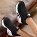 Women's Sneakers Flyknit Shoes Comfort Shoes Daily Indoor Walking Solid Color Summer Sequin Hidden Heel Round Toe Fashion Sporty Casual Elastic Fabric Lace-up Black White