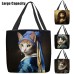 Women's Tote Shoulder Bag Canvas Tote Bag Polyester Shopping Holiday Print Large Capacity Foldable Lightweight Cat 3D Rainbow