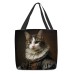 Women's Tote Shoulder Bag Canvas Tote Bag Polyester Shopping Holiday Print Large Capacity Foldable Lightweight Cat 3D Rainbow