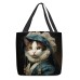 Women's Tote Shoulder Bag Canvas Tote Bag Polyester Shopping Holiday Print Large Capacity Foldable Lightweight Cat 3D Rainbow