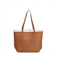 Women's Shoulder Bag Suede Daily Large Capacity Foldable Anti-Dust Color Block Letter Brown Beige