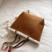 Women's Shoulder Bag Suede Daily Large Capacity Foldable Anti-Dust Color Block Letter Brown Beige